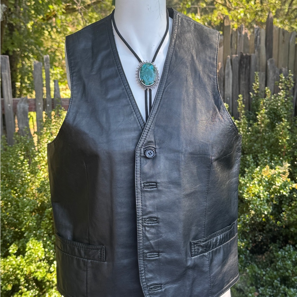 Vintage Black Leather Vest